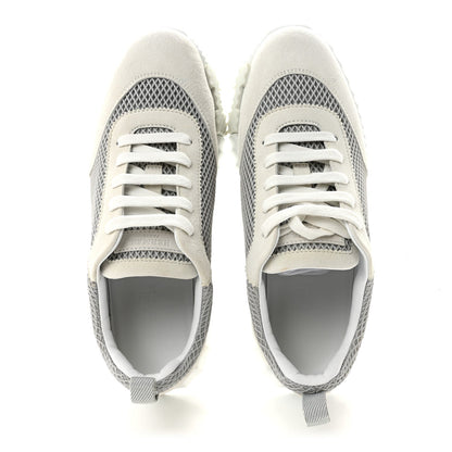 Air Mesh Suede Goatskin Bouncing Sneakers 39 Gris Lulea White