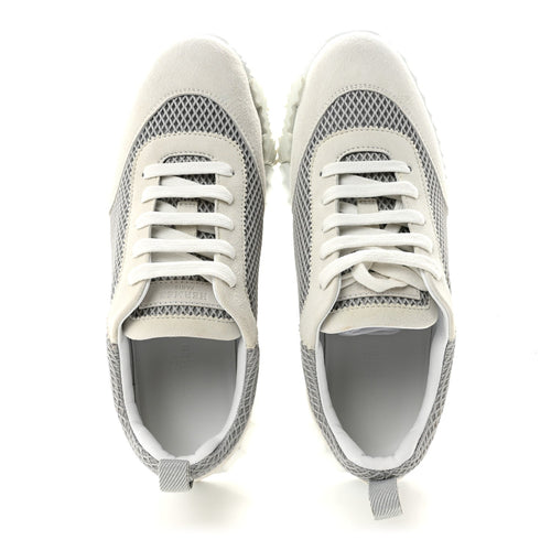Air Mesh Suede Goatskin Bouncing Sneakers 39 Gris Lulea White