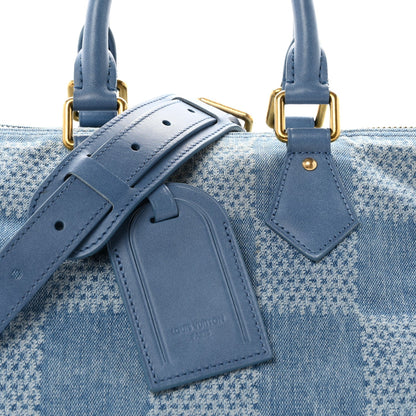 Damier Denim 3D Speedy Bandouliere 30 Denim Blue
