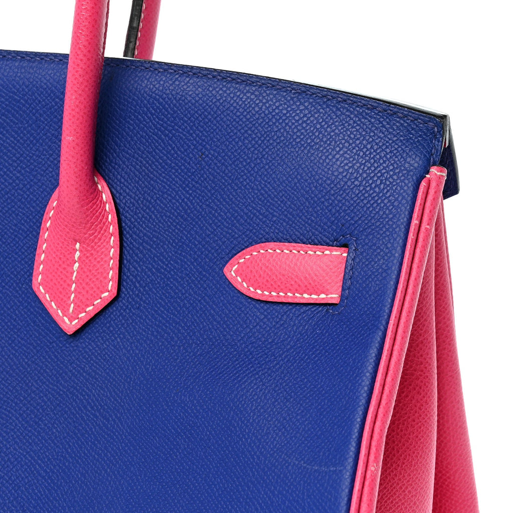Epsom Horseshoe Birkin 35 Black Bleu Electrique Rose Tyrien