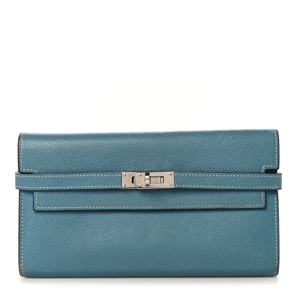 Epsom Kelly Longue Wallet Blue Jean