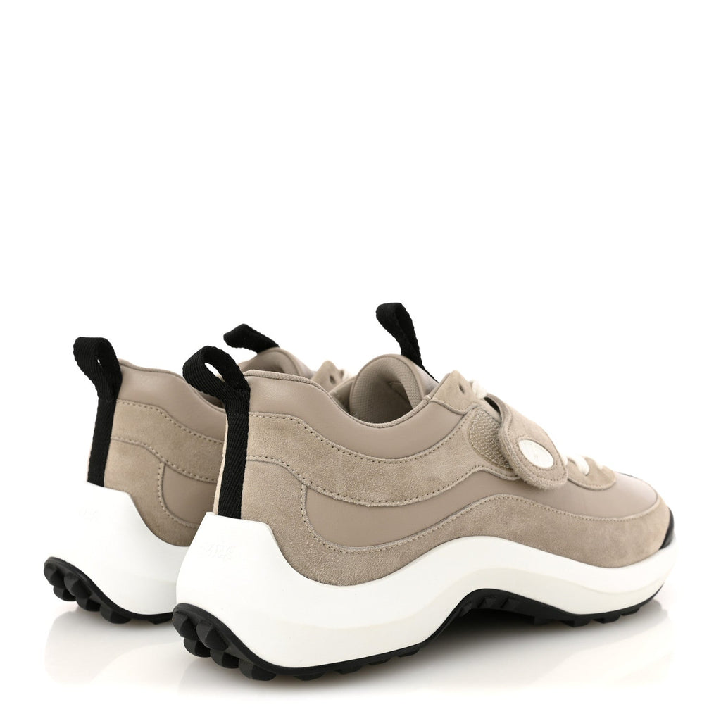 Calfskin Suede Goatskin Loop Sneakers 37 Beige Galet