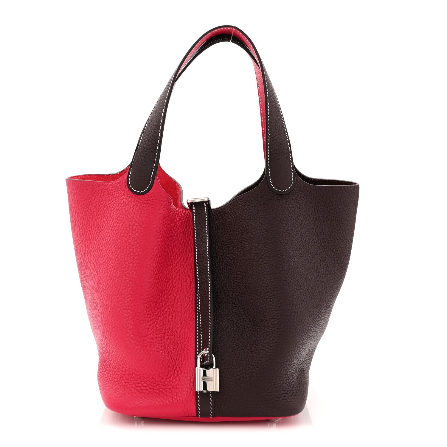 Taurillon Clemence Casaque Picotin Lock 18 PM Rouge Sellier Framboise