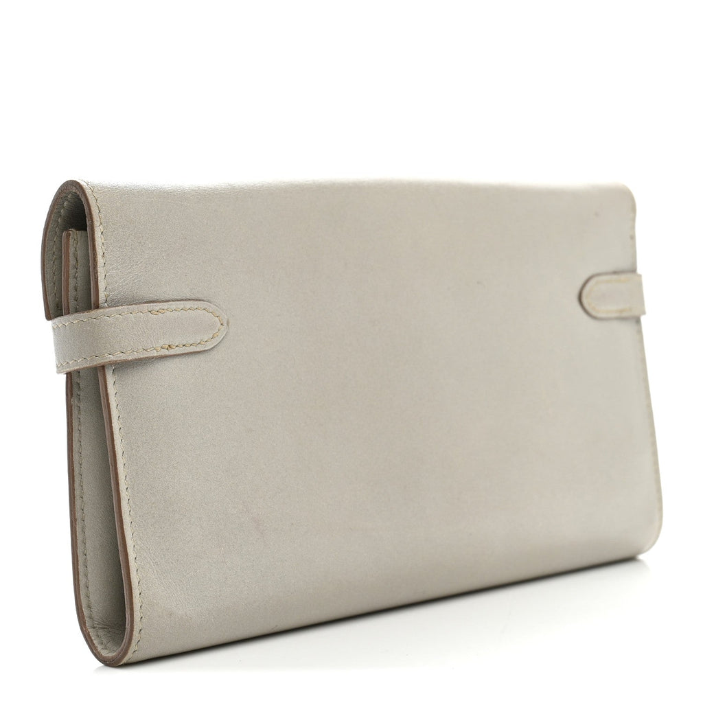 Box Guilloche Kelly Longue Wallet Gris Perle
