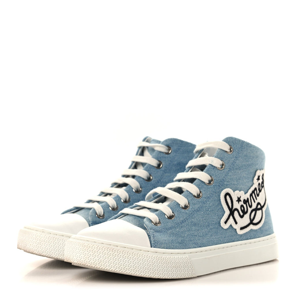 Denim Illico High Top Sneakers 35 Bleu Clair White
