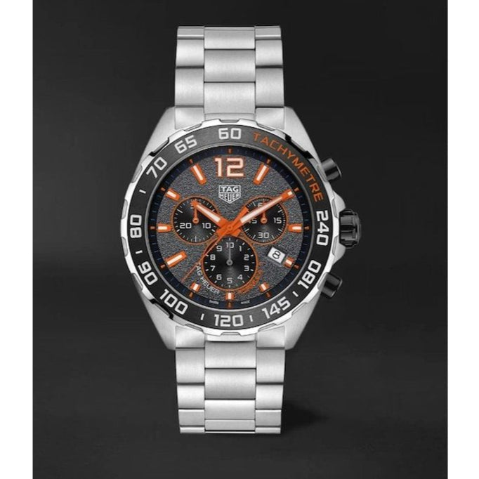 Tag Heuer Formula 1 Chronograph Ceramic Black Dial Silver Steel Strap Watch for Men - CAZ101AH.BA0842