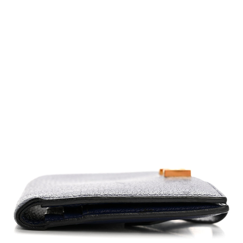 Chevre Mysore Bearn Compact Wallet Bleu Encre