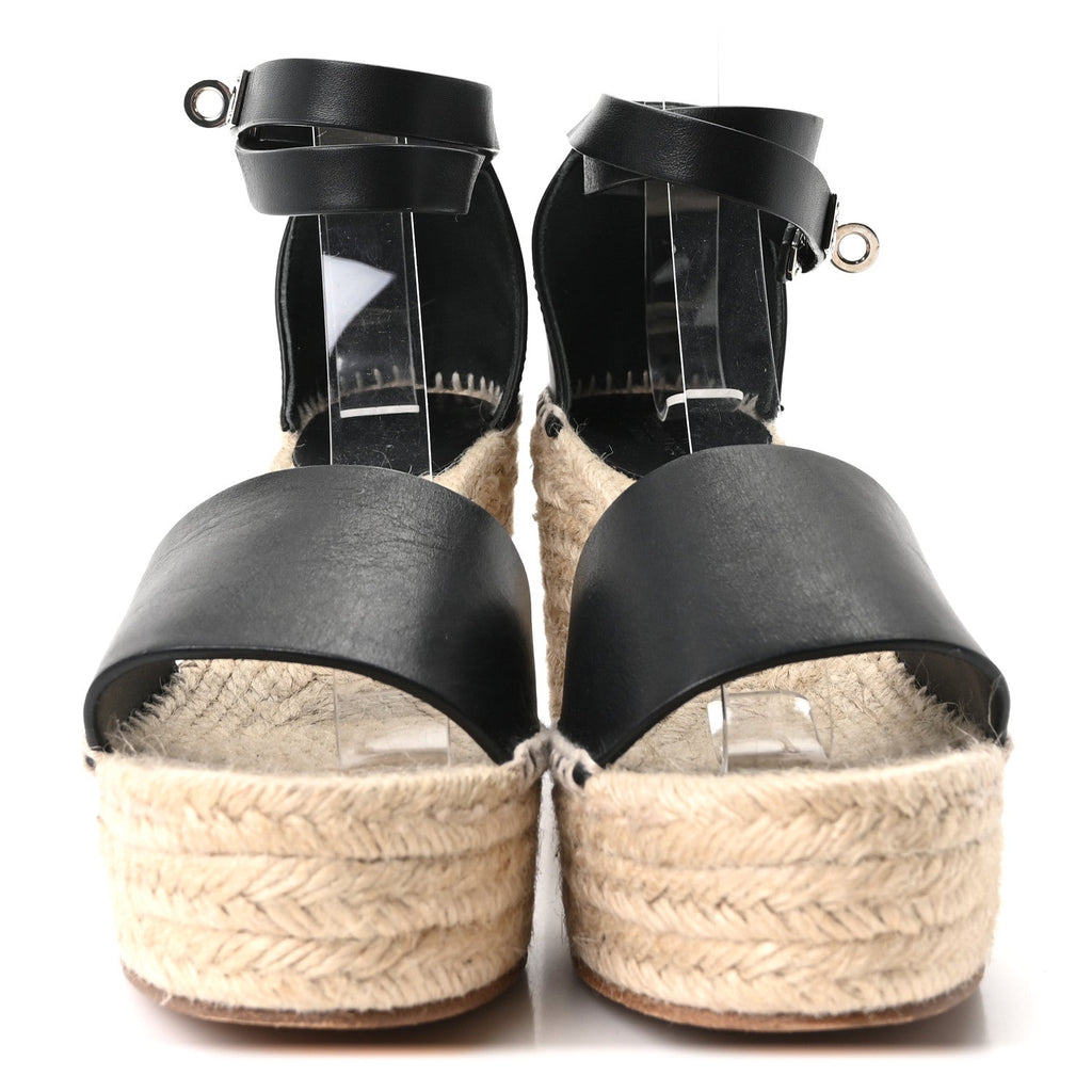 Calfskin Tipoli Espadrille Wedges 38 Black