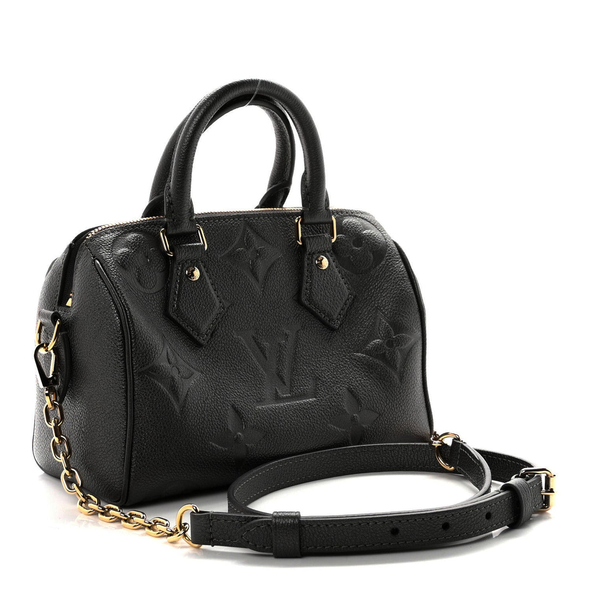 Shimmery Empreinte Monogram Giant Speedy Bandouliere 20  Gun Metal