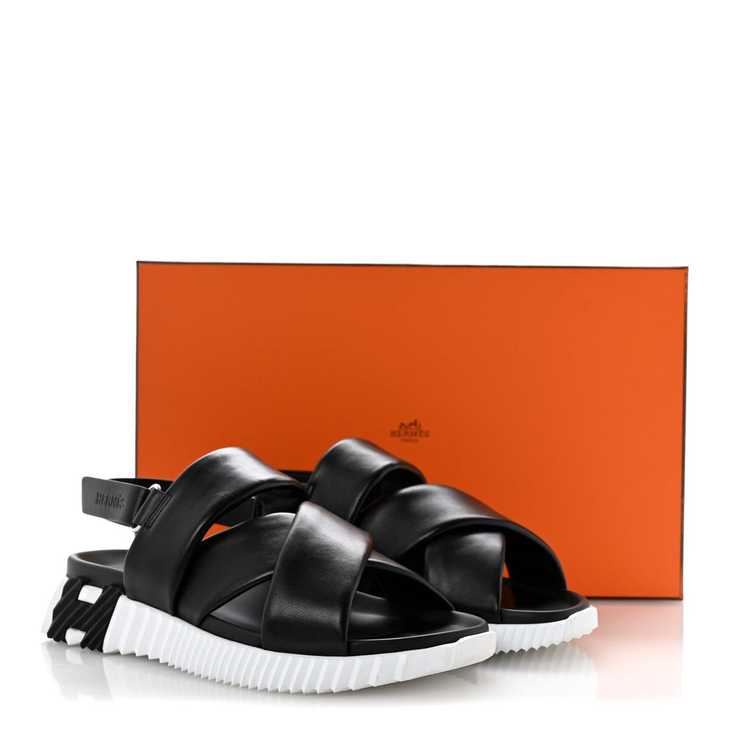 Calfskin Womens Electric Sandals 38.5 Black