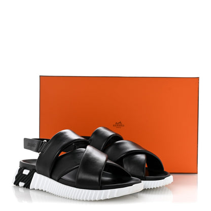 Calfskin Womens Electric Sandals 38.5 Black