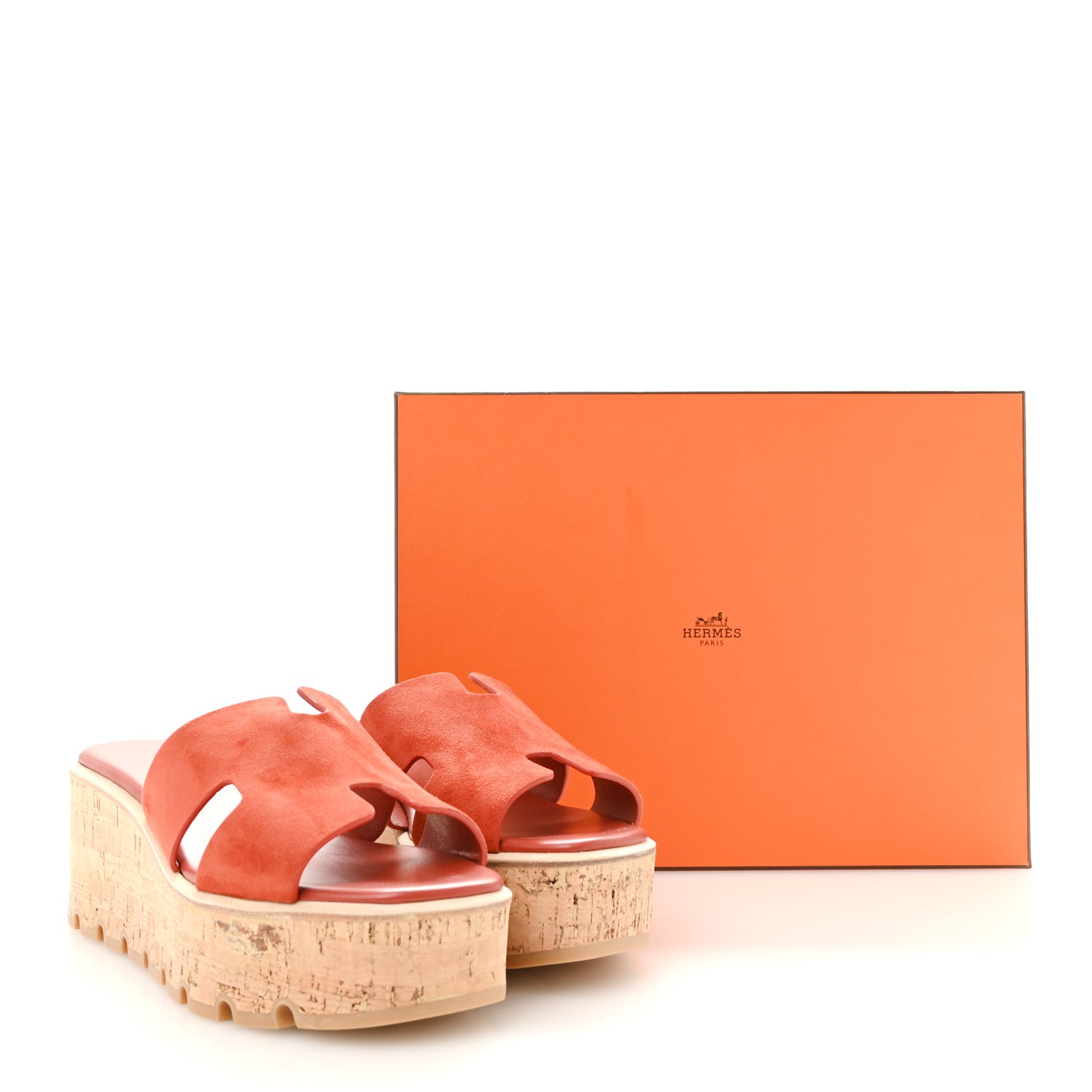 Suede Goatskin Cork Eze 30 Sandals 40 Orange Brulee