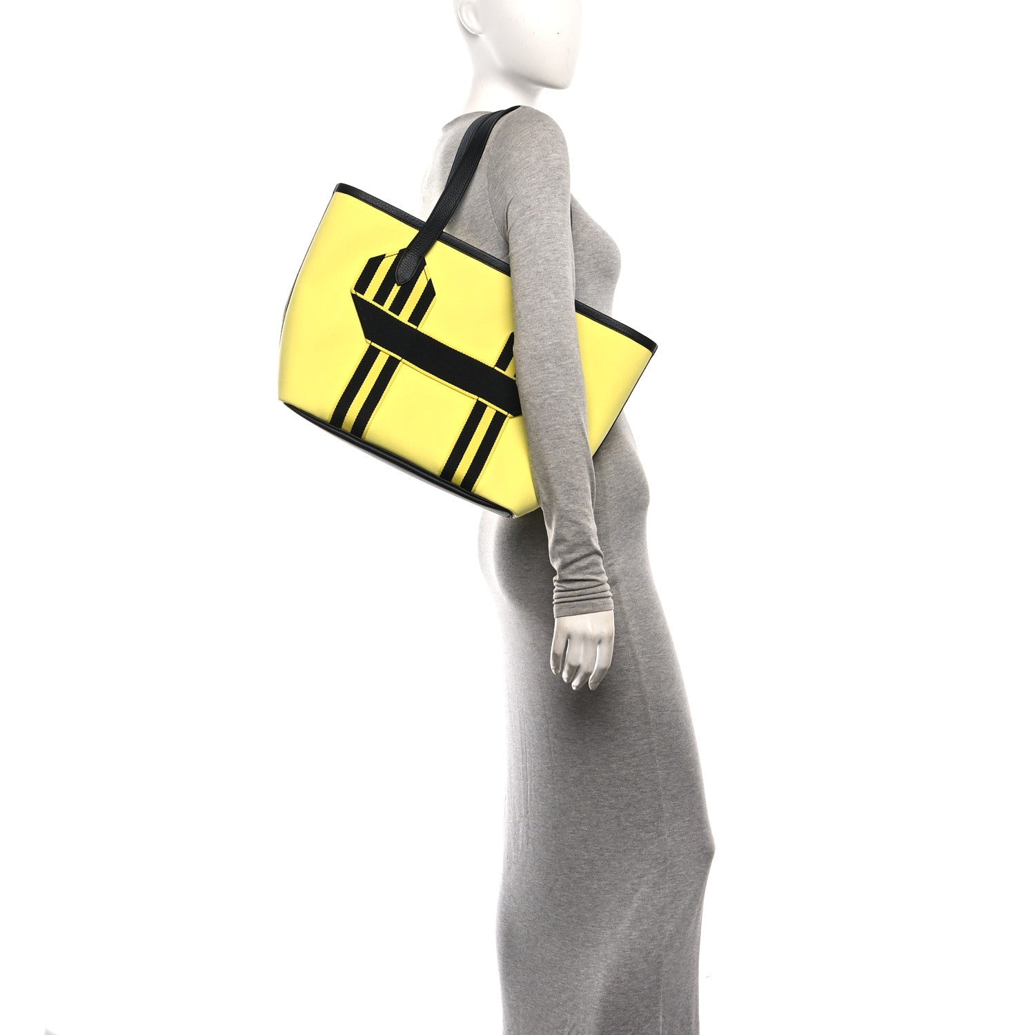 Militaire Canvas Taurillon Clemence  Wooly Wooly Pursangle MM Tote Jaune Black