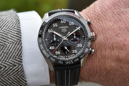 Tag Heuer Carrera Porsche Chronograph Special Edition Black Dial Black Leather Strap Watch for Men - CBN2A1F.FC6492