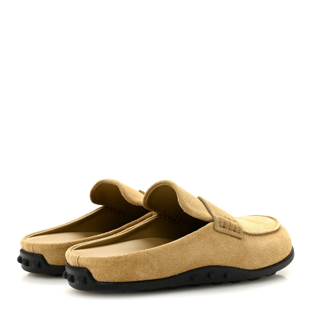 Suede Calfskin Womens Go Mules 39 Beige Sable