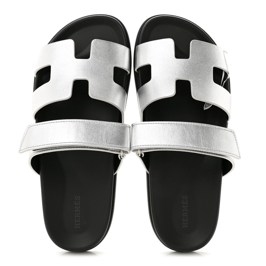 Metallic Goatskin Womens Chypre Sandals 40 Argent