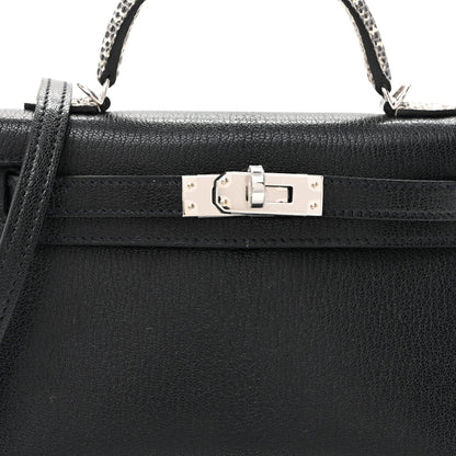 Chevre Chamkila Lizard Mini Kelly Sellier Touch 20 Black Ombre