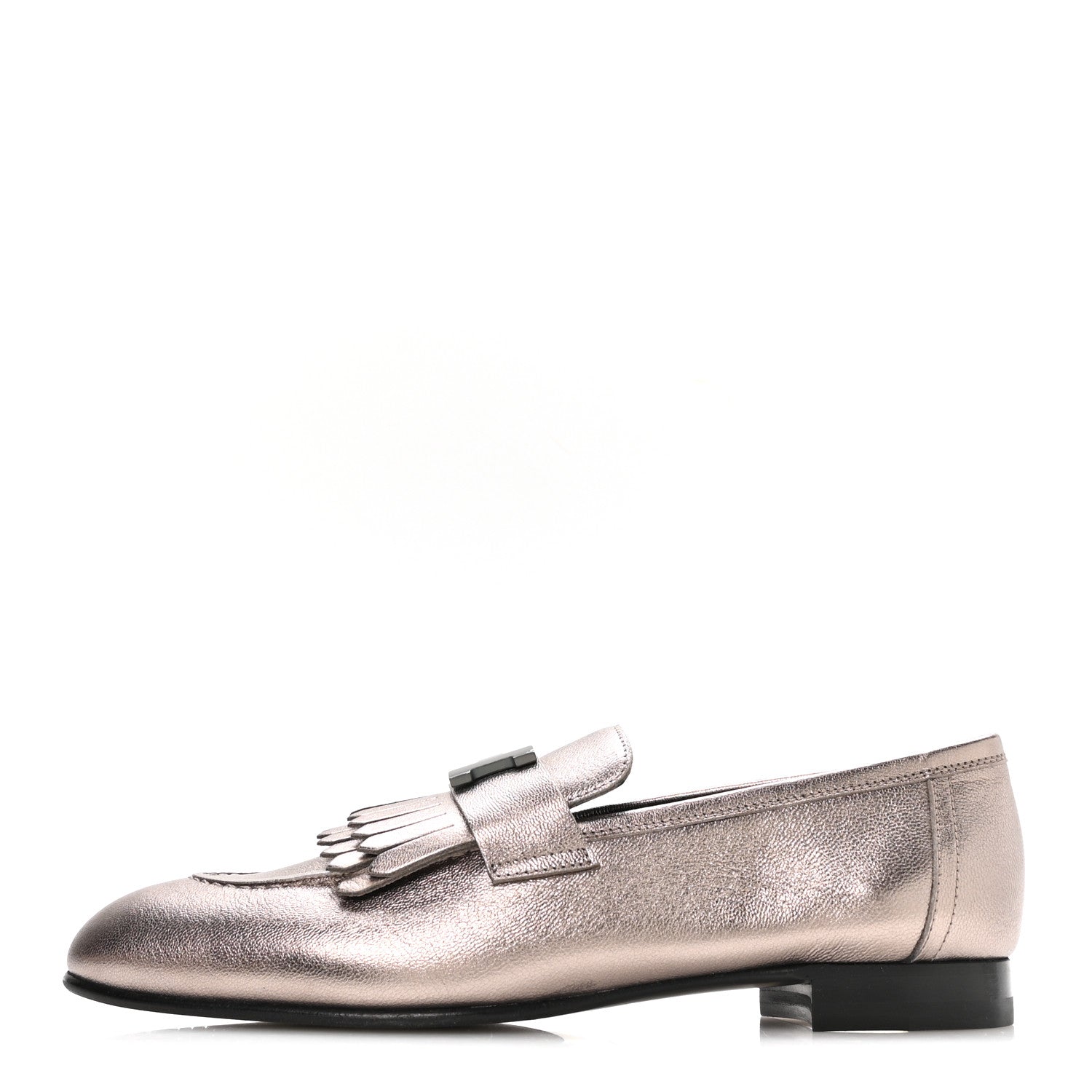 Metallic Goatskin Womens Royal Loafers 37.5 Champagne