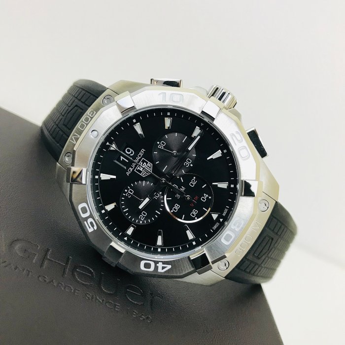 Tag Heuer Aquaracer Chronograph Black Dial Black Rubber Strap Watch for Men - CAY1110.FT6041