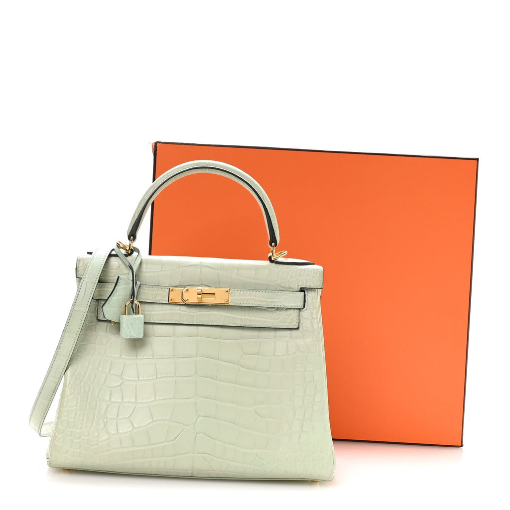 Matte Alligator Kelly Retourne 28 Vert D'eau