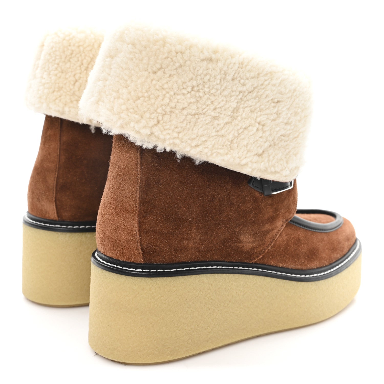 Suede Shearling Womens Hemisphere Ankle Boots 37.5 Brown