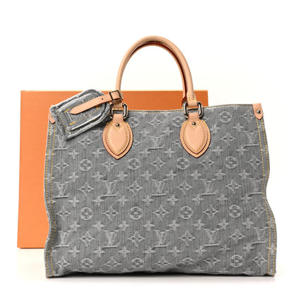 Monogram Denim Onthego MM Washed Gray