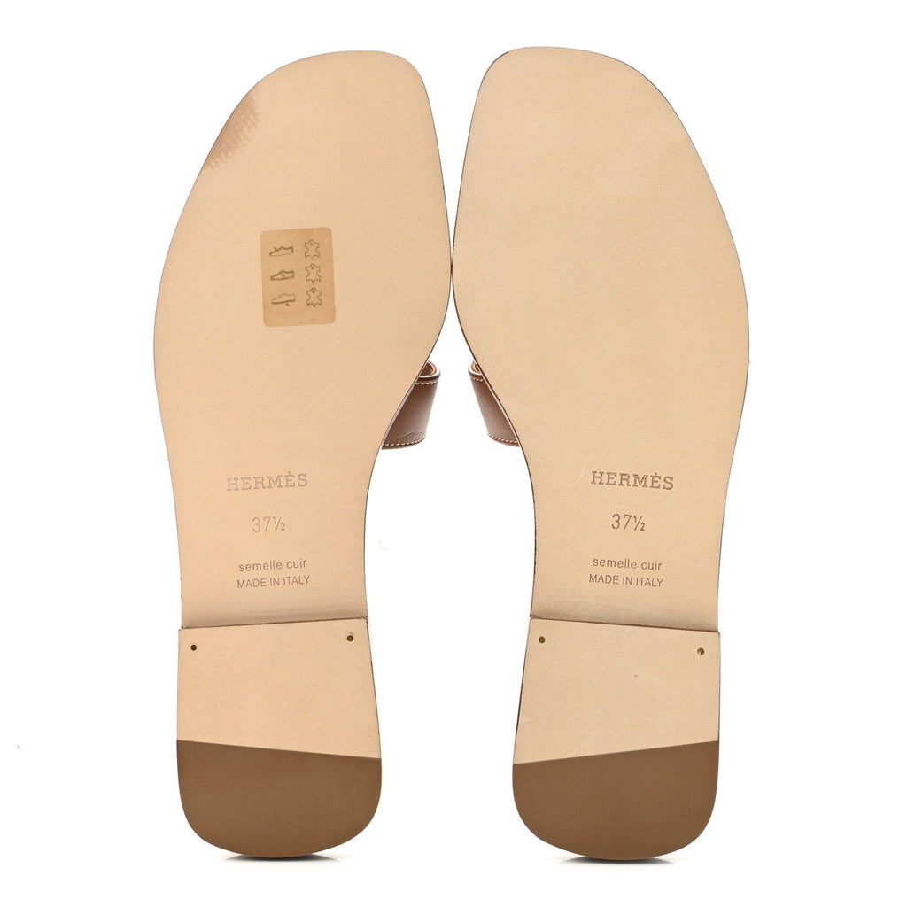 Box Calfskin Oran Sandals 37.5 Gold