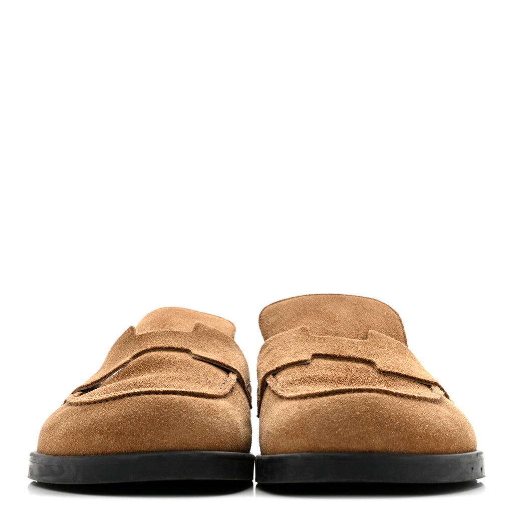 Suede Calfskin Mens Go Mules 41.5 Brun Fume