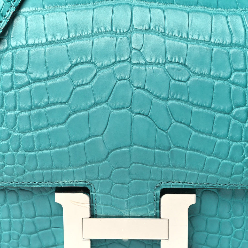 Matte Alligator Constance 18 Bleu Paon