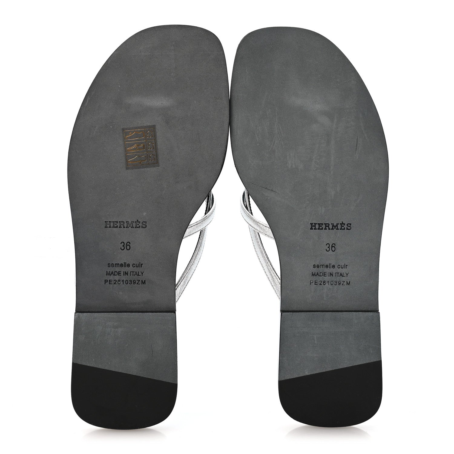 Metallic Goatskin Miss Sandals 36 Gris Argente