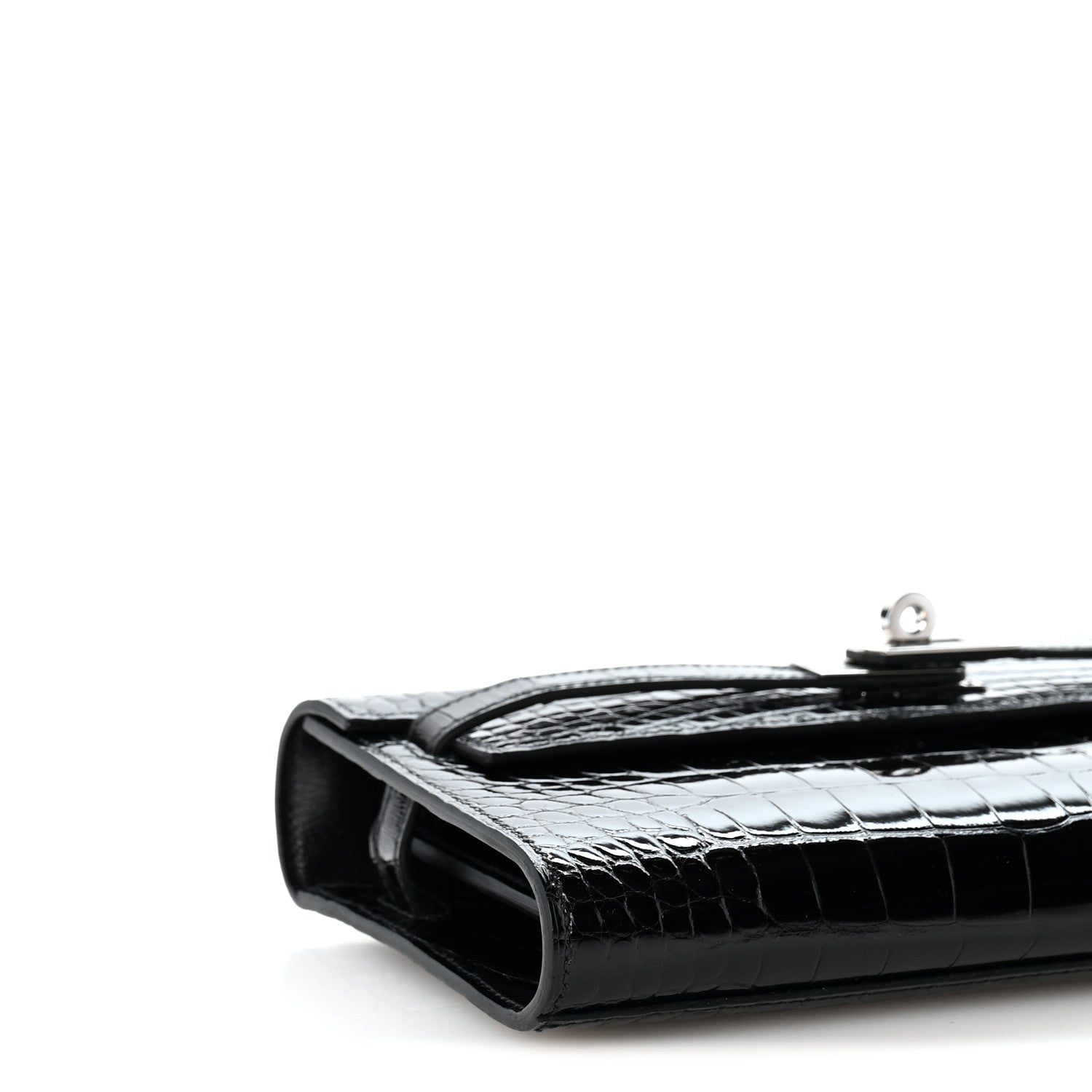 Shiny Alligator Kelly Wallet To Go Black