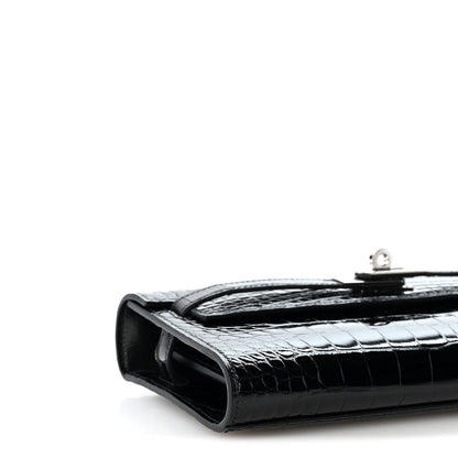 Shiny Alligator Kelly Wallet To Go Black