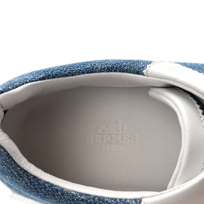 Denim Suede Goatskin Bouncing Sneakers Bleu Clair White