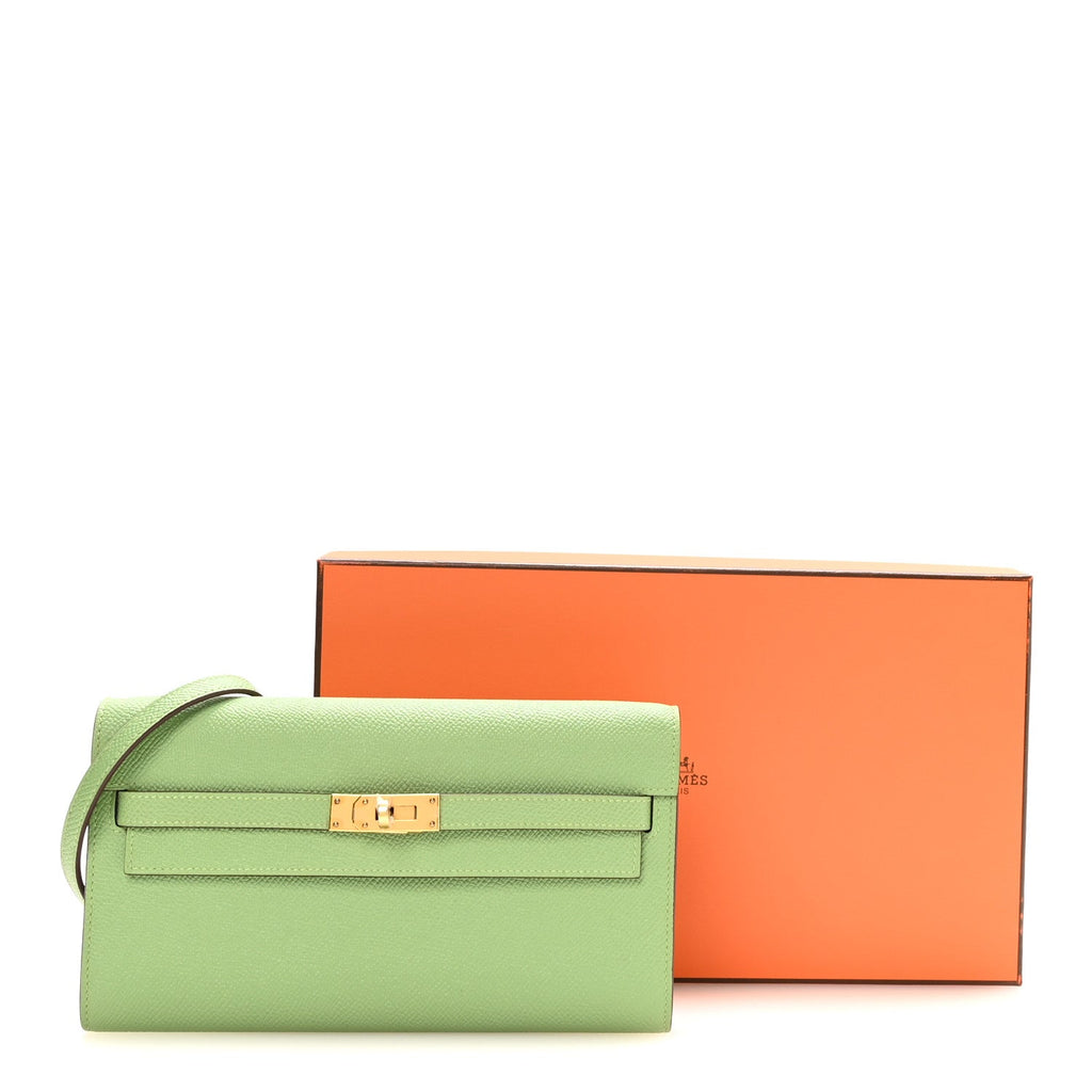 Epsom Verso Kelly Wallet To Go  Vert Criquet Bleu Brume