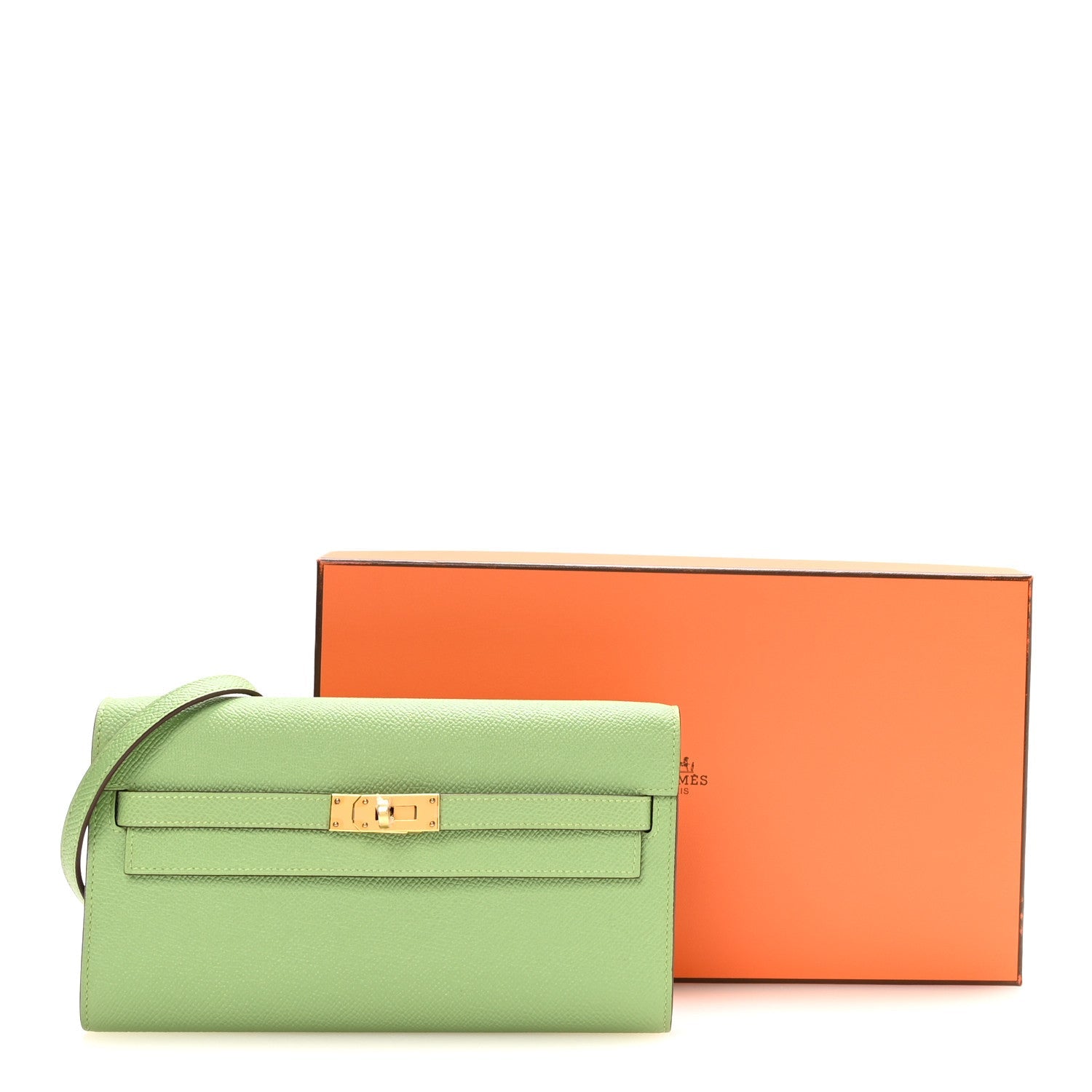 Epsom Verso Kelly Wallet To Go  Vert Criquet Bleu Brume
