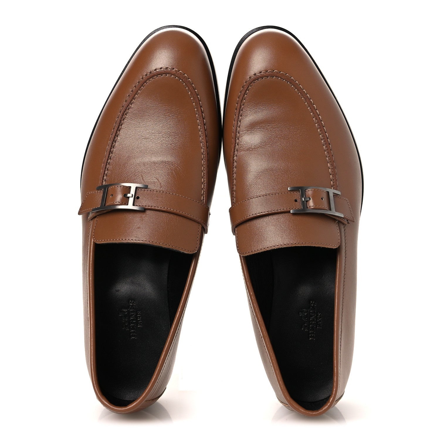 Calfskin Mens Monterey Loafers 41.5 Marron Teck