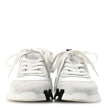 Calfskin Suede Goatskin Bouncing Sneakers White Black