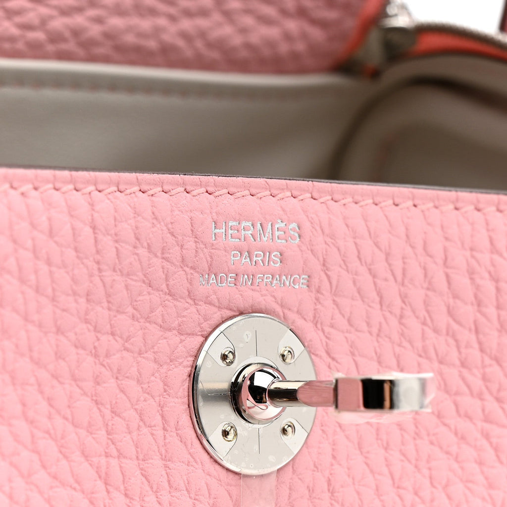 Taurillon Clemence Verso Mini Lindy 20 Rose Sakura Gris Perle