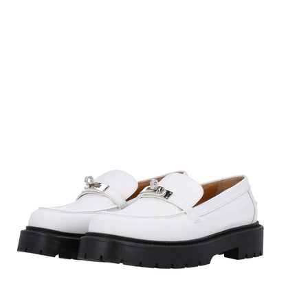 Calfskin Womens Icone Loafers 38.5 White
