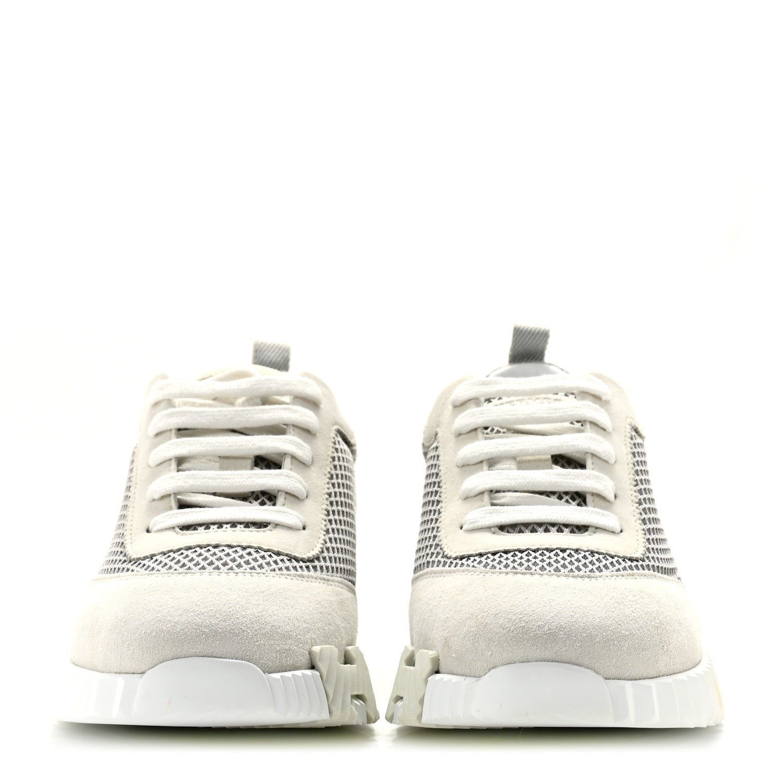 Air Mesh Suede Goatskin Bouncing Sneakers 39 Gris Lulea White