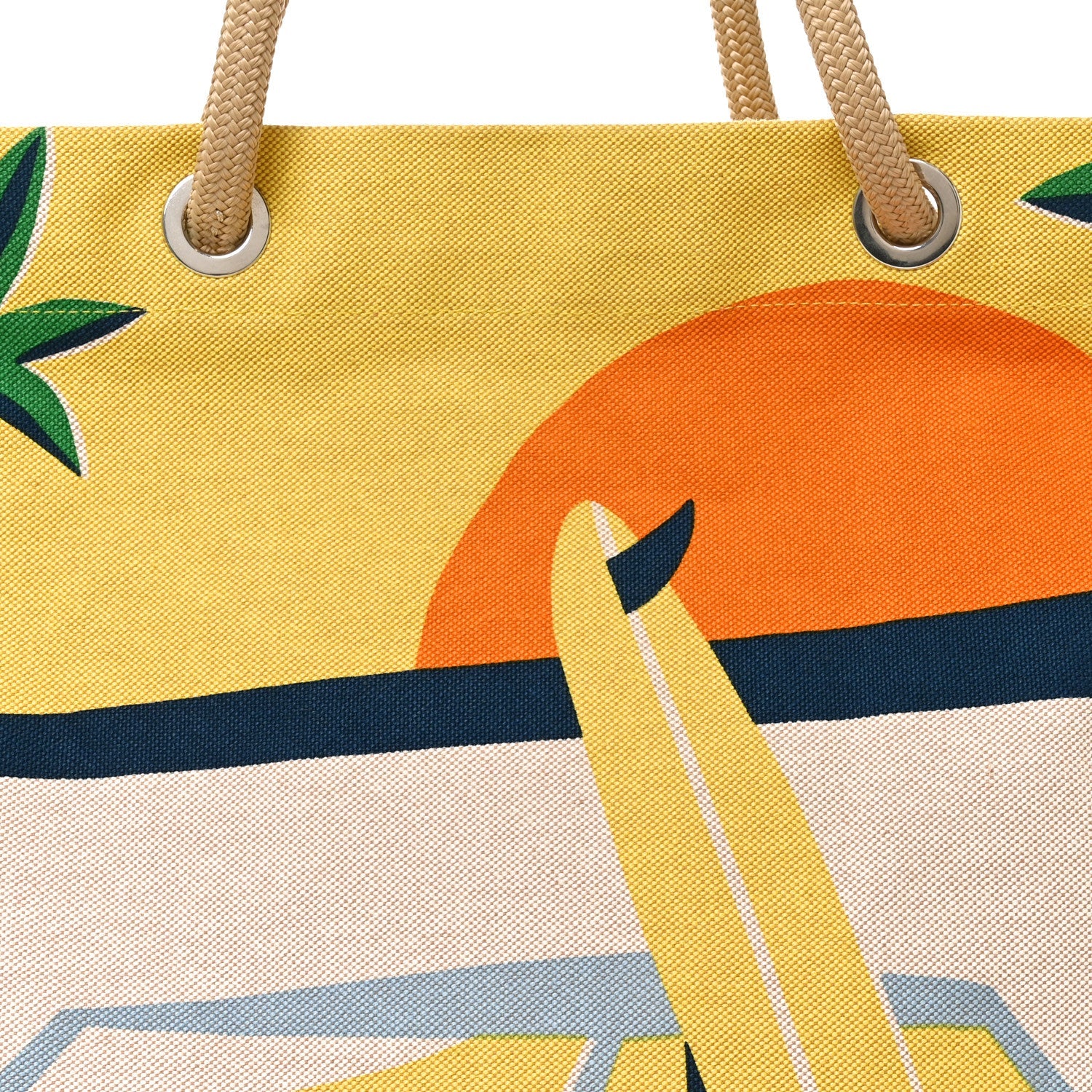 Cotton Canvas Apres la Vague Beach Bag Jaune Bleu