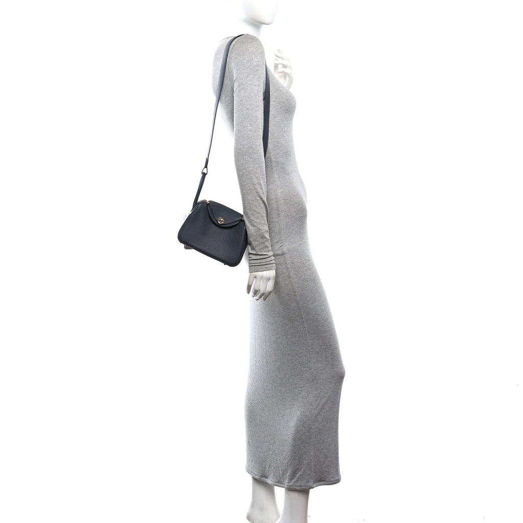 Taurillon Clemence Mini Lindy 20 Gris Misty