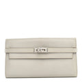 Box Guilloche Kelly Longue Wallet Gris Perle
