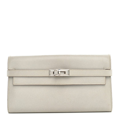 Box Guilloche Kelly Longue Wallet Gris Perle