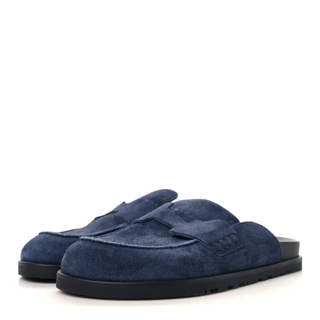 Suede Calfskin Mens Go Mules 40 Bleu Celeste