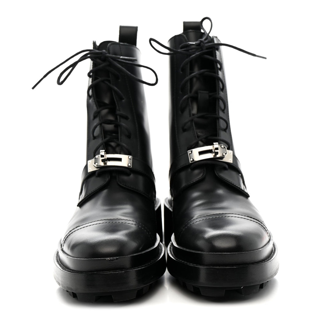 Glossed Calfskin Funk Ankle Boots 37.5 Black