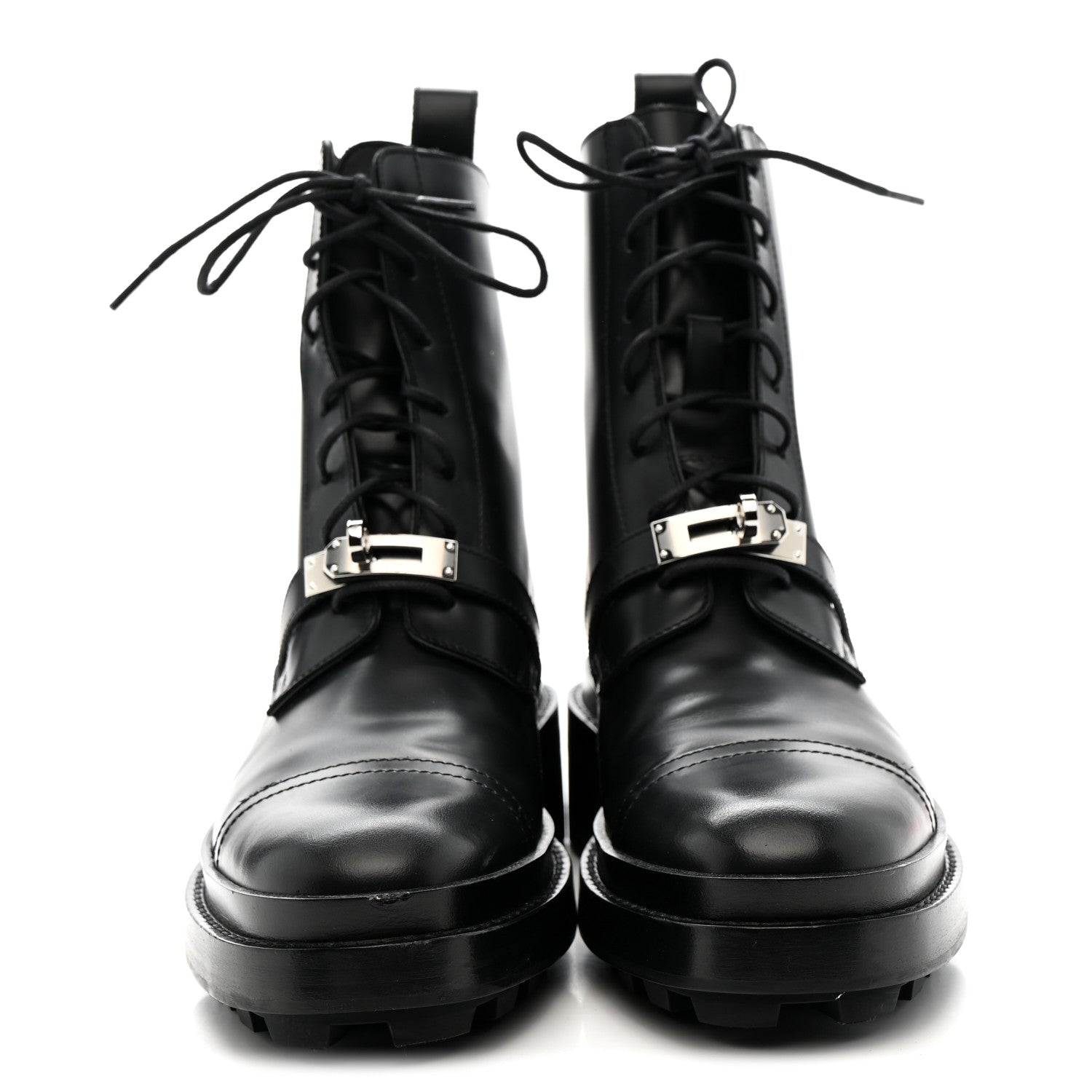Glossed Calfskin Funk Ankle Boots 37.5 Black