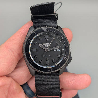 Seiko 5 Sports Automatic Black Dial Black NATO Strap Watch For Men - SRPD79K1