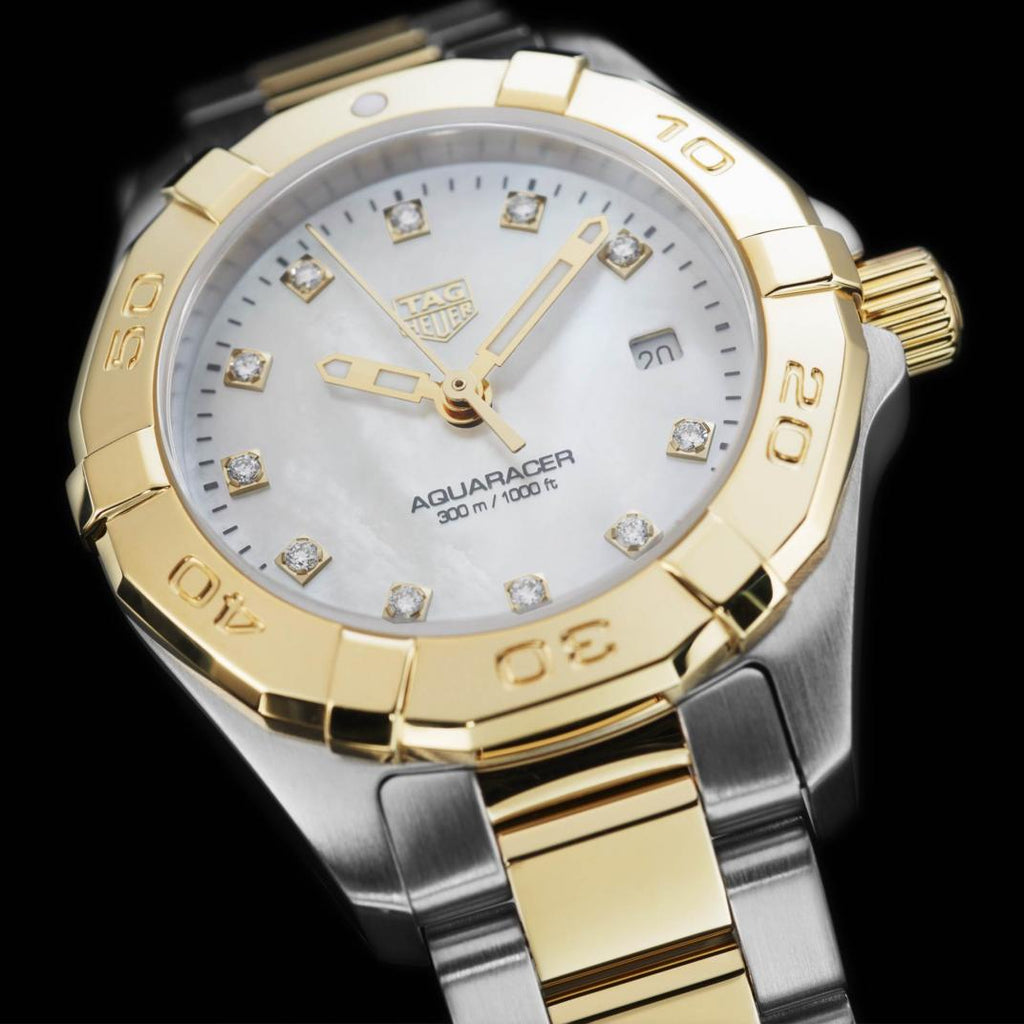 Tag Heuer Aquaracer Diamonds Mother of Pearl Dial Two Tone Steel Strap Watch for Men - WBD1422.BB0321