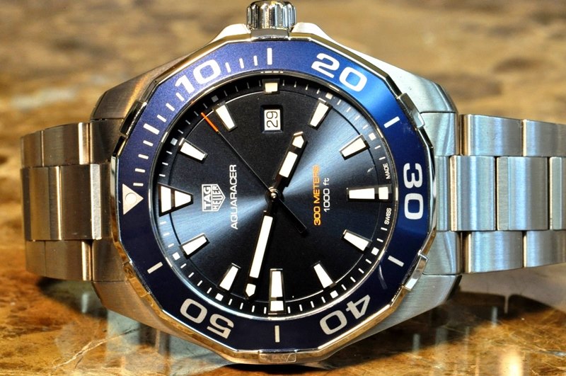 Tag Heuer Aquaracer Blue Dial Silver Steel Strap Watch for Men - WAY101C.BA0746